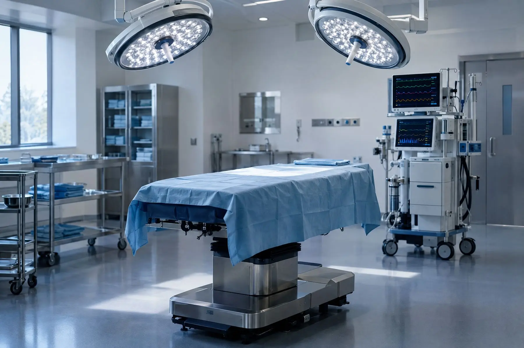Operating theatre with monitoring equipment